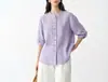 Camisa de gaze de algodão de manga curta para mulheres, transfronteiriça europeia e americana, moda casual versátil solta de algodão e linho, novo verão 2026