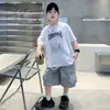 Conjunto de Verano para Niños Niños Camiseta 2026 Estilo Nuevo para Niños Mayores, Ropa Deportiva Casual Delgada de Manga Corta para Verano para Niños