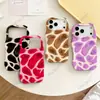 Funda de Teléfono Estilo Coreano Ins con Bloques de Color y Estampado de Vaca para Apple 18Pro, Funda de Película de Onda Grande, Cubierta de Teléfono Brillante de Doble Capa