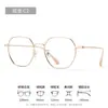 Armazón de Gafas Poligonal para Rostros Cuadrados y Redondos, Rostro Pequeño 5304 Gafas Lisas para Mujer, Tendencia de Armazón de Gafas Retro de Metal de Gama Alta