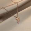 Collar de Acero Titanio Chapado en Oro Rosa de 18k para Mujer Zorro Pequeño Color Dorado Cadena para Clavícula Lindo No se Cae No Alergia
