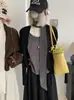 Cardigan de Tricô KEKEZOON Liso com Costura, Manga Morcego, Sem Botão, para Mulheres, Versátil e Moderno para o Outono 8977