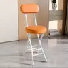 Silla plegable con respaldo, Silla de comedor para el hogar, Silla portátil para dormitorio universitario, Taburete plegable de ocio para balcón, Taburete redondo ahorrador de espacio