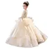 Vestido de Pasarela para Niñas de Manga Larga Color Champaña 2026 Nuevo Estilo Falda Tutú con Lentejuelas Disfraz para Piano de Niñas