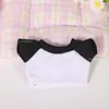 Ropa de muñeca en stock, ropa de muñeca de algodón de manga corta, juguete de peluche de 10 cm, camiseta sencilla de color liso, top para disfraz al por mayor