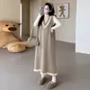 2026 Nuevo Vestido Chaleco de Punto para Maternidad Estilo Perezoso con Borlas Suelto Talla Grande que se Adapta a la Barriga Vestido de Punto para Mujeres Embarazadas