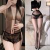 Lencería Sexy, Atuendo Sexy Transparente, Mono de Encaje Tentación, Cita Nocturna de Chica, Deseo Puro, Espalda Descubierta, No Necesita Quitarse, Pasión