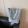 Fábrica de Bolsas Ecológicas Bolso Cruzado de Hombro de Doble Cara Estilo Coreano Rayado Personalizado Bolso de Lona Bolso de Lona Grueso de Tela de Moda Práctico