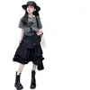 Conjunto de Verano para Niñas 2026 Nuevo Conjunto de Moda de Manga Corta para Niños, Falda Irregular Grande para Niños con Solapa Trasera, Conjunto de Dos Piezas Moderno