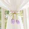 Tiras para Cortinas, Hebillas Magnéticas de Perlas, Tiras para Cortinas de Gasa Tulipán, Accesorios Creativos de Decoración para Cortinas, Cuerdas de Recogida, Hebillas para Cortinas