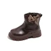 Botas de Cuero Francés Ins 2026 Otoño e Invierno Nuevas Estilo Coreano para Niñas Botas Martin con Lazo de Espiga Forro de Felpa Botas Cortas