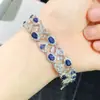 Pulseira de Safira Natural do Sri Lanka com Prata S925 Finamente Incrustada Tamanho da Pedra Principal 3*4, 4*6mm