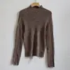 Precio Especial, Sin Devoluciones ni Cambios Suéter de Punto de Lana 100% para Mujer, Cuello Alto, Corte Ajustado, de una Sola Pieza