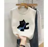 Chaleco de punto juvenil en capas para mujer, prenda exterior holgada para otoño e invierno, chaleco de punto corto, gris talla única