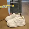 Zapatos Blancos de Piel Genuina con Suela Blanda Cómodos para Mujer, Nuevas Zapatillas Deportivas de Suela Gruesa 2026 con Malla Transpirable Zapatos Deportivos Casuales