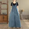 Macacões Longos de Primavera, Verão e Outono, Calças Longas, Macacões Jeans Vintage Soltos Emagrecedores, Macacões Plus Size