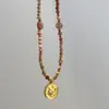 Collar Gargantilla de Piedras Naturales Coloridas Hecho a Mano con Cuentas Lujo Ligero Personalidad de Nicho Nuevo Estilo Chino Perla Turquesa Accesorio Versátil