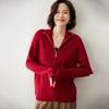2023 Otoño e Invierno Chaqueta de Suéter Gruesa de Cuello Alto con Cremallera para Mujer Holgada Adelgazante Cachemira Cremallera Cárdigan de Punto