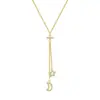 Dz Collar con Borla de Estrella y Luna Circonita Hueco Personalidad Femenina Exquisito Temperamento Lujo Ligero Micro-incrustado Sentido de Alta Gama Cadena para Clavícula Venta al por Mayor