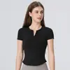 Top Esportivo Feminino Manga Curta para Yoga Transfronteiriço, Ajuste Slim, Respirável, Secagem Rápida, Alta Elasticidade, Confortável, Camiseta para Fitness e Corrida