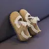 Sapatos de Princesa para Menina 2026 Primavera/Outono Novos Sapatos Pequenos de Couro Doces com Laço Sapatos Individuais com Acabamento de Renda para Menina