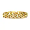 Pulsera de hombre hip hop europeo y americano con diamantes, chapada en oro de protección ambiental de 18 quilates, pulsera genial y dominante, suministro de fabricantes de pulseras