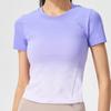 2026 Nueva Camiseta Deportiva de Manga Corta para Running, Fitness, Yoga, Baile para Mujer con Color Degradado de Secado Rápido