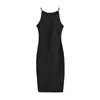 Vestido sexy de estilo europeo y americano, de doble cara, con volantes, tirantes finos y abertura, largo de verano, nuevo, versátil, de línea A, ajustado al cuerpo