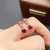 Pendientes de Granate de Magnesio-Aluminio Natural Transfronterizos para Mujer, Joyería de Plata 925 de Alta Gama de Nicho, Venta Directa de Fábrica de Joyería 5*5