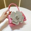 Nuevo Bolso de Mano Pequeño de Alta Gama para Dama con Diamantes Brillantes y Flor Rosa, Bolso de Mano, Bolso Bandolera, Bolso de Noche