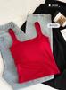 Otoño e Invierno Nuevo 0829 Marca Chaleco Cálido para Mujer con Cinturón Almohadilla para el Pecho Integrada Fijo con Forro Polar Calentamiento Camiseta Interior Base