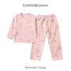 Pijama infantil de medio forro polar, engrosado para otoño e invierno, unisex, con estampados de dibujos animados, cuello redondo, mangas largas y pantalones largos, adecuado para niños mayores