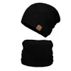 Gorro cálido a prueba de frío para exteriores de invierno, conjunto de dos piezas de gorro de lana tejido y calentador de cuello, gorro pullover con forro de polar para proteger las orejas para mujer, para hombre