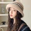 Chapéu de Balde Casual Estilo Coreano Chapéu de Lã Espesso Japonês Chapéu de Moda Quente Outono e Inverno Chapéu de Tricô Versátil Faz o Rosto Parecer Menor