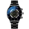 Reloj clásico de hombre con tres esferas falsas y calendario, correa de acero, reloj de cuarzo versátil con esfera grande, reloj de pulsera de acero para negocios al por mayor