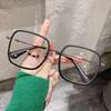 Gafas lisas de montura cuadrada grande estilo coreano para mujer, rojo neto, lisas, verde mate, rojo, anti luz azul, gafas para miopía, cara grande para hombre