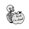 Broche de Calavera Fantasma Oscuro Gato Negro de Halloween Divertido Calavera Insignia de Metal en Inglés Pequeño Regalo