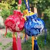 Bolso de mano antiguo para el Festival del Bote del Dragón, bolso redondo de satén para coche, bolso a juego Hanfu, bolso vacío, bolso de mano