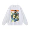 Camiseta de Manga Corta de Algodón Puro Lavado Pesado Vintage con Estampado de Anime Japonés Vintage para Hombre