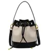 Bolso Cubo de Moda Tendencia para Mujer Verano 2025 Cierre de Cordón Cordón Color de Contraste Versátil Casual Bolso de Hombro Cruzado