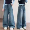 Jeans Vintage para Niñas Primavera y Otoño 2026 Nuevo Estilo Pantalones Rectos de Moda para Niños Mayores, Versión Coreana Pantalones Holgados, Moda de Otoño