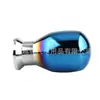Câmbio de Marcha de Metal Redondo Oval Azul Queimado Modificado para Carro Cabeça de Bola Cabeça de Alavanca de Câmbio de Handebol Handebol