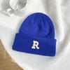 Sombrero de Mujer de Otoño e Invierno ins Sombrero de Punto Cálido con Letra R Coreano Clásico Moda Pareja Gorro Pulóver Moda Outlet de Fábrica