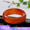 Pulseraancha y gruesa de Ágata Roja Natural para Mujer Regalo para Mamá, Joyería de Pulsera de Jade Calcedonia, Pulsera de Calcedonia Roja