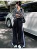 Pantalones Cargo Grises Estilo Americano para Mujer, Novedad Otoño 2025, Cintura Alta, Corte Holgado, Diseño de Nicho, Pantalones de Pierna Ancha Relajados
