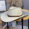 Sombrero de paja jazz de ala grande para mujer, ideal para verano, viajes al aire libre, protección solar, montañismo, vaquero occidental de moda para hombre.