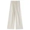 Pantalones Anchos de Lino Tencel para Mujer, Estilo Delgado de Verano 2026, Estilo Petite Old Money, Pantalones Rectos Casuales con Caída