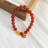 Nova pulseira chinesa de contas redondas de calcedônia verde natural feita à mão, com contas, para mulheres, de alta qualidade, estilo nacional simples