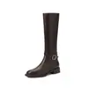 Botas altas de estilo coreano, a la moda y minimalistas, de 3.5 cm, nueva colección otoño/invierno 2026, punta redonda, tacón grueso, botas altas de montar hasta la rodilla para mujer