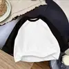 Camiseta de manga larga para niños, nuevo modelo de primavera, camiseta básica para niños y niñas, top raglán de bloques de color de dibujos animados para principios de otoño, camiseta de moda